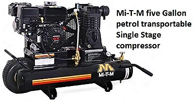 Mi-T-M five Gallon petrol transportable Single Stage compressor
